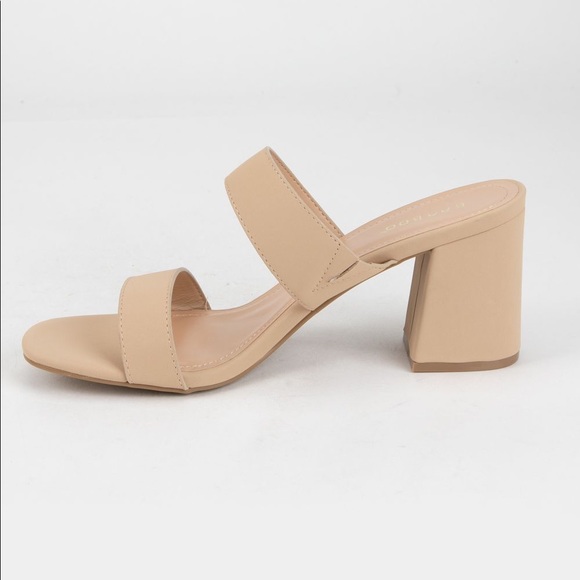 Bamboo Nude Heeled Mules - Picture 1 of 6